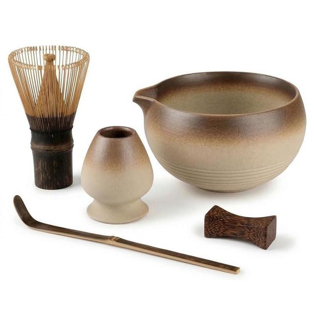 GleeNflux Matcha Whisk Set, 5-Piece Matcha Kit with Ceramic Matcha Bowl, Bamboo Whisk, Scoop - Complete Matcha Tea Set Perfect for Beginners & Matcha Lovers