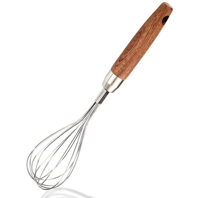 ESSBES Stainless Steel Wooden Handle Whisk - Home Kitchen Whisk Multi Function Hand Whisk Non Stick Balloon Whisk Easy to Clean Suitable for Home Restaurant Stir Eggs, Cake Batter