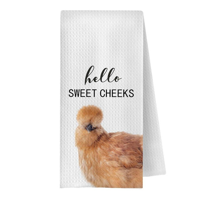GCFET Funny Chicken Bathroom Towels - Farmhouse Silkie Decorative Waffle Hand Towels, Funny Bathroom Hand Towels, 16 X 24