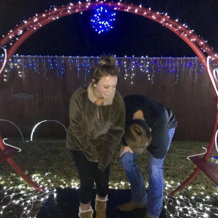Our first Christmas, a kiss underneath the mistletoe toe<3