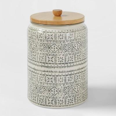 Large Stoneware Genesis Stripe Food Storage Canister White/Gray - Threshold™
