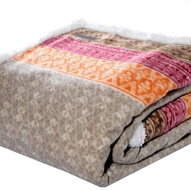Eddie Bauer | Brushed Fleece Collection | Throw Blanket-Reversible Sherpa Cover, Soft & Cozy, Perfect for Bed or Couch, Fair Isle Khaki