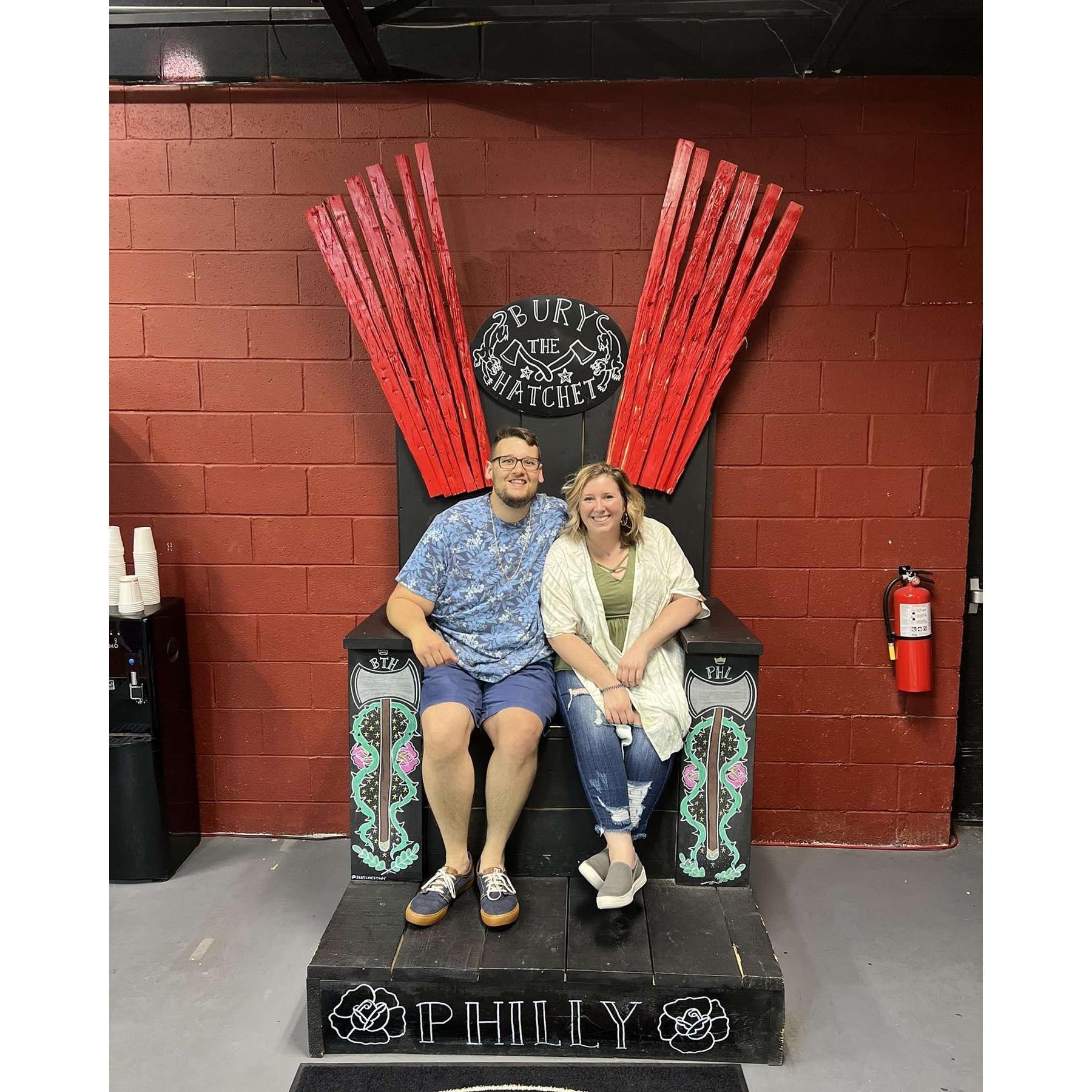 Reddit Secret Santa gifted Jeff a gift certificate for axe throwing in Philadelphia. We found out we really like throwing axes.