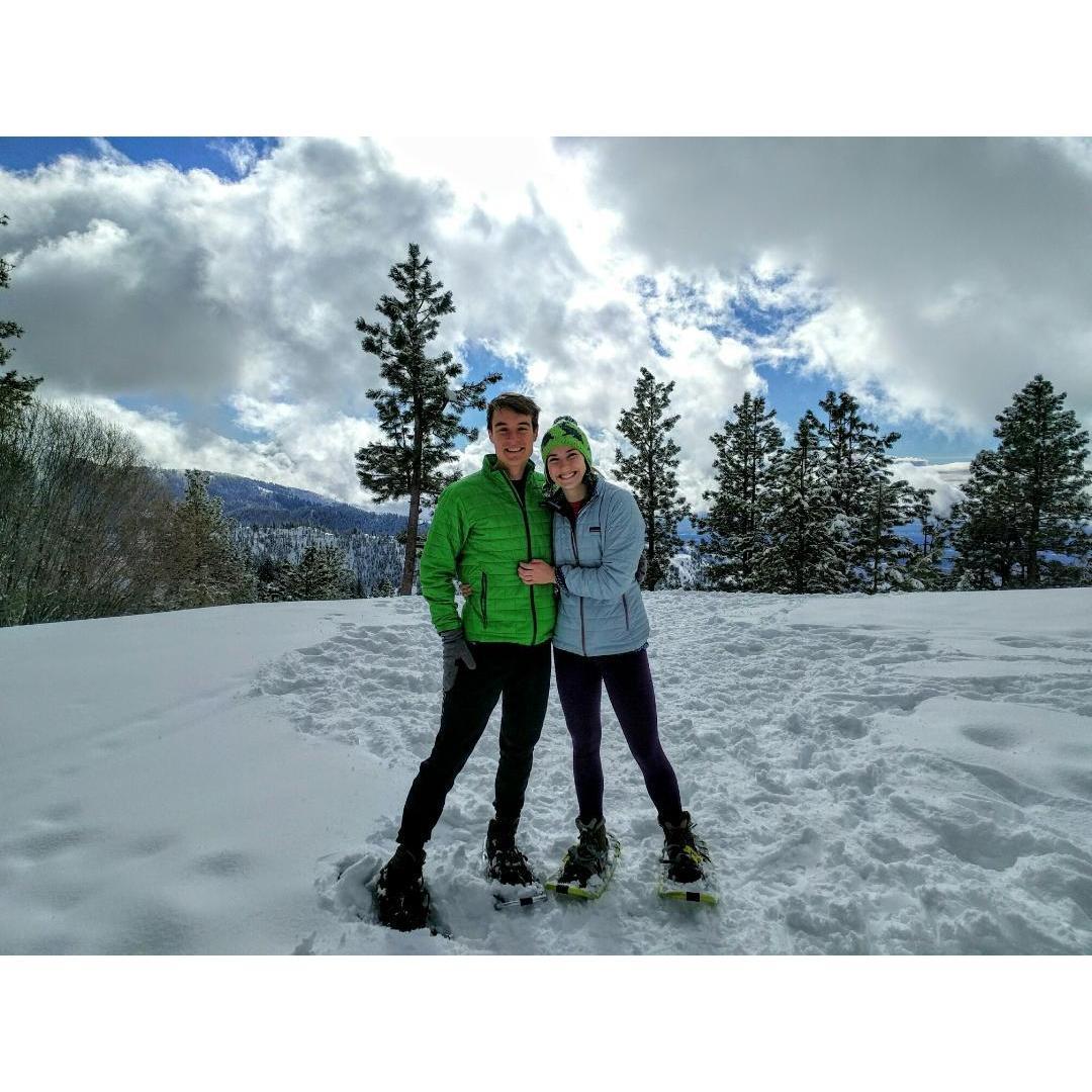 Snowshoeing with Tiana's family in Idaho.