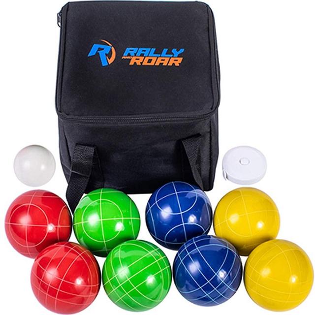 Bocce Ball Set - 3 size options 90, 100, or 107 mm by Rally and Roar – Complete Bocce Yard and Lawn Game with Carrying and Storage Case – Family Fun Outdoor, Backyard, Beach Game