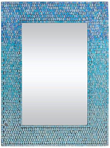 Brentwood 23 by 31 Inch Rectangular Mosaic Glass Wall Mirror in Aqua by Night Dove Design