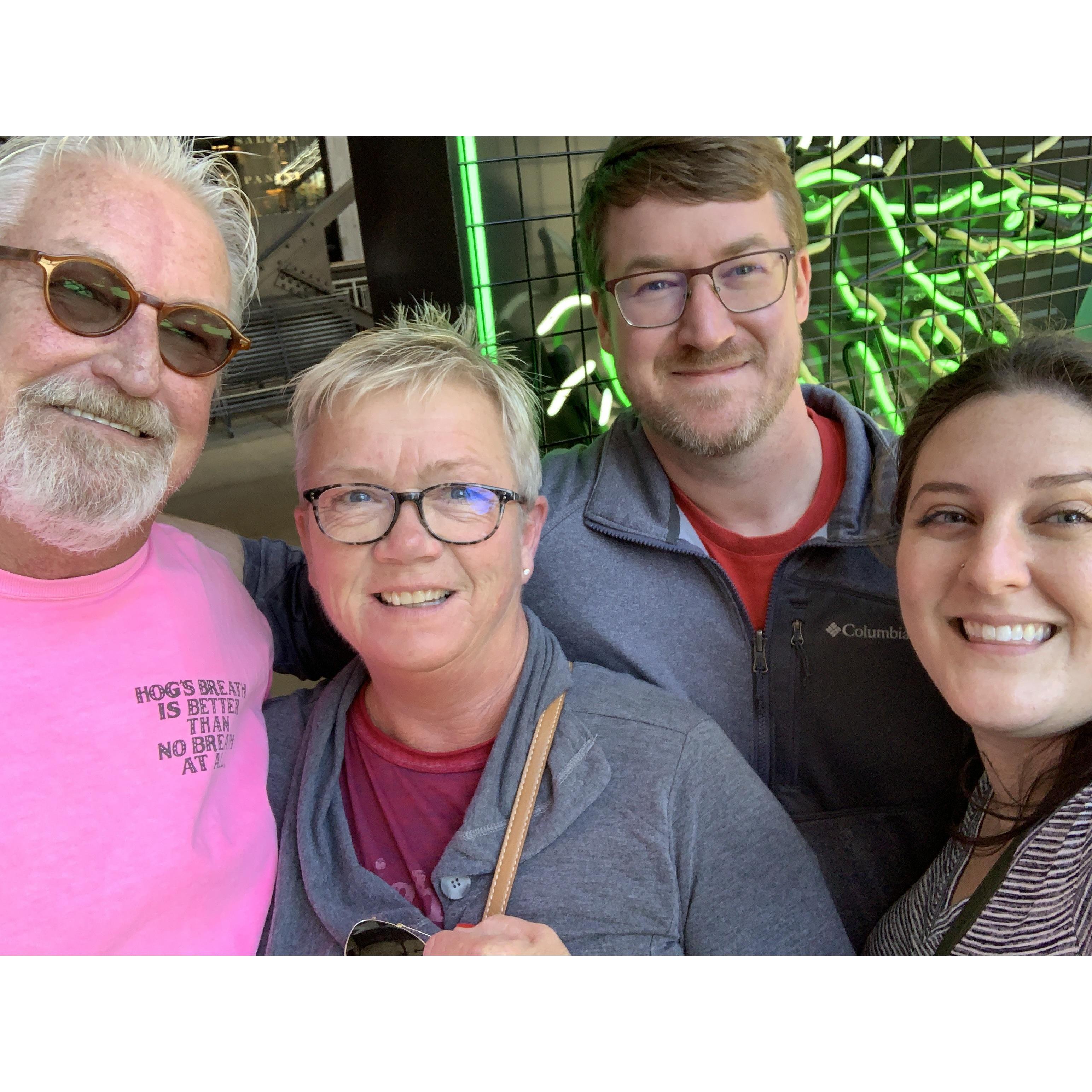 With Chance's parents, Ken and Kim, in Atlanta
