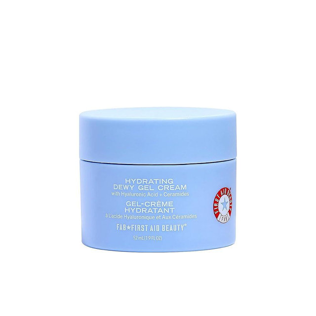 First Aid Beauty Hydrating Dewy Gel Cream, Oil-Free Facial Moisturizer with Hyaluronic Acid & Ceramides, Improve Hydration & Reduce Excess Oil, Oily & Sensitive Skin, 1.9 fl oz