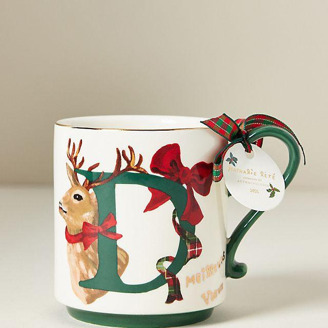 Nathalie Lete Stoneware Holiday Monogram Mug