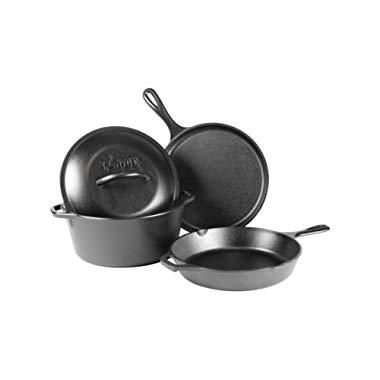 Lodge L4HS3KPLT Cast Iron 4-Piece Cookware Set