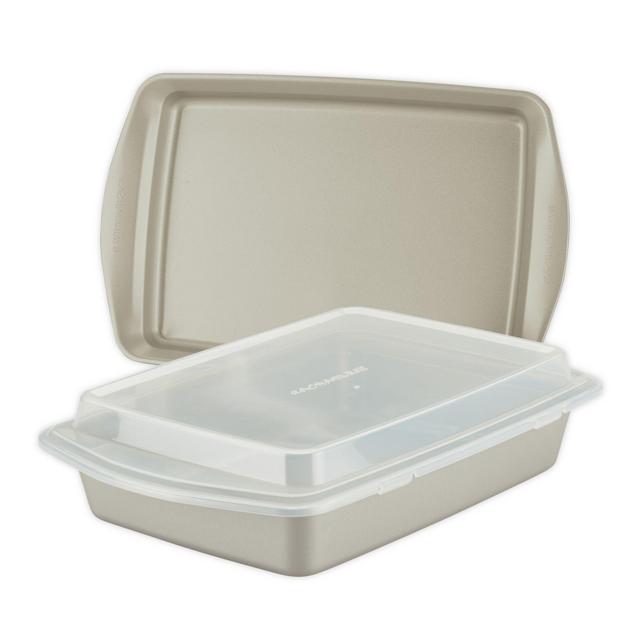 Rachael Ray™ Nonstick Carbon Steel 3-Piece Bakeware Pan Set with Swing Lid in Silver