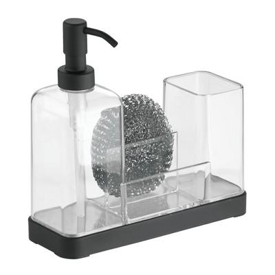 InterDesign Forma Plastic Soap Pump and Amp Brush Caddy 16oz Clear