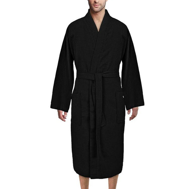 Turkish Linen Waffle Knit Lightweight Kimono Spa & Bath Robes for Men - Quick Dry - Soft