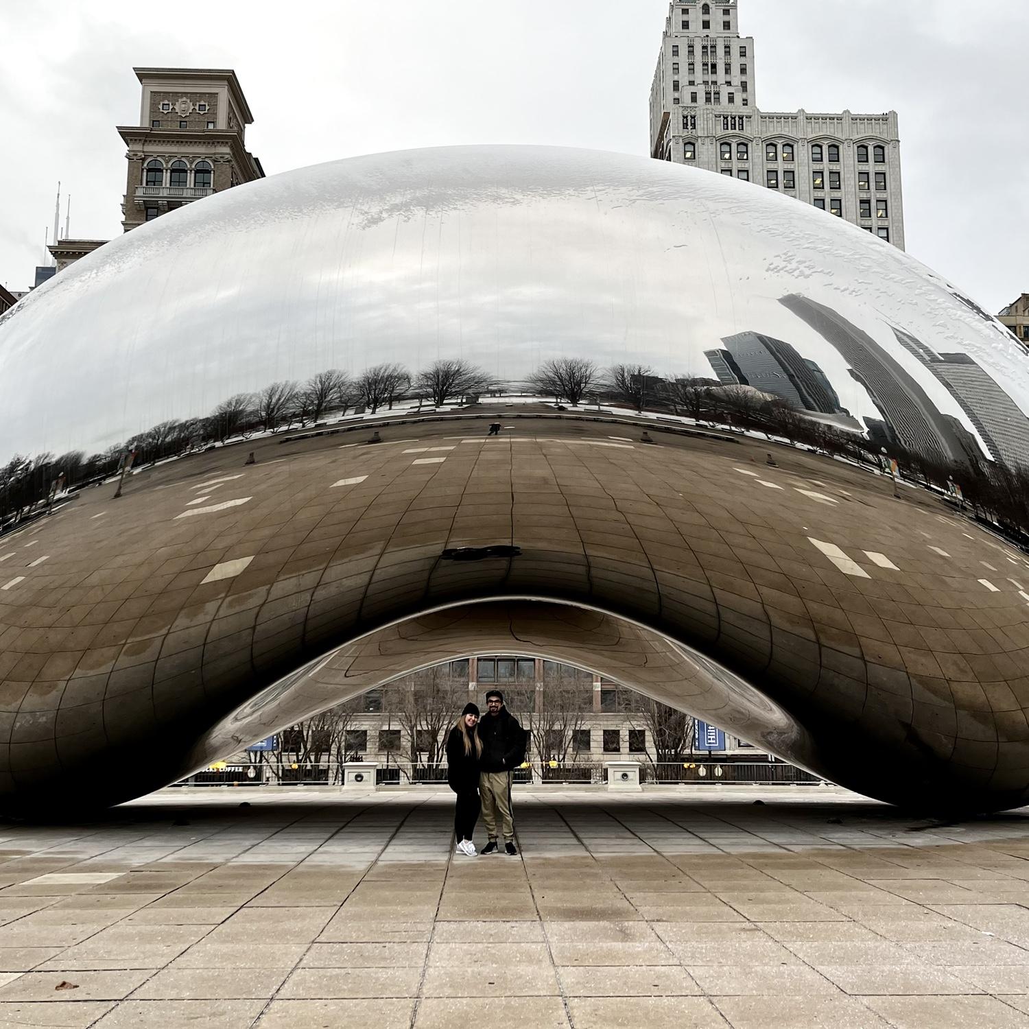 Our 6 hour layover adventure in Chicago, January 2022 🥶 our bags with our coats got forwarded to our final stop so we endured the Chicago winter in California winter clothes, would not recommend!