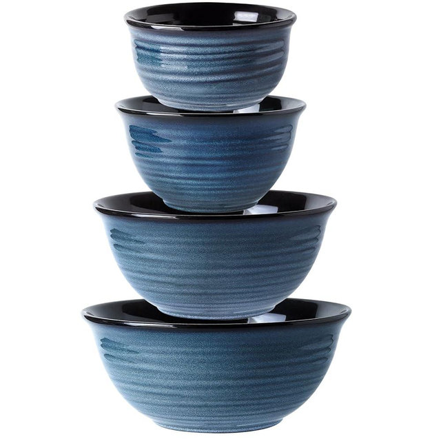 Tikooere Mixing Bowls Set, Ceramic Baking Dishes Set of 4 for Cooking, Nesting, Prepping, Stoneware Serving Bowls for Salads, Fruit, Cereal, Soup, 2.1/1.5/1.0/0.5 Qt, Dishwasher & Microwave Safe