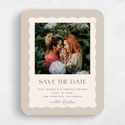 Beige Rounded Wedding Save the Date - Spencer Photo
