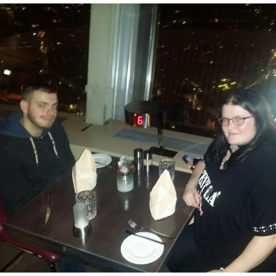 Eating dinner at the top of the TV tower in Berlin on the last night of our first holiday abroad together.