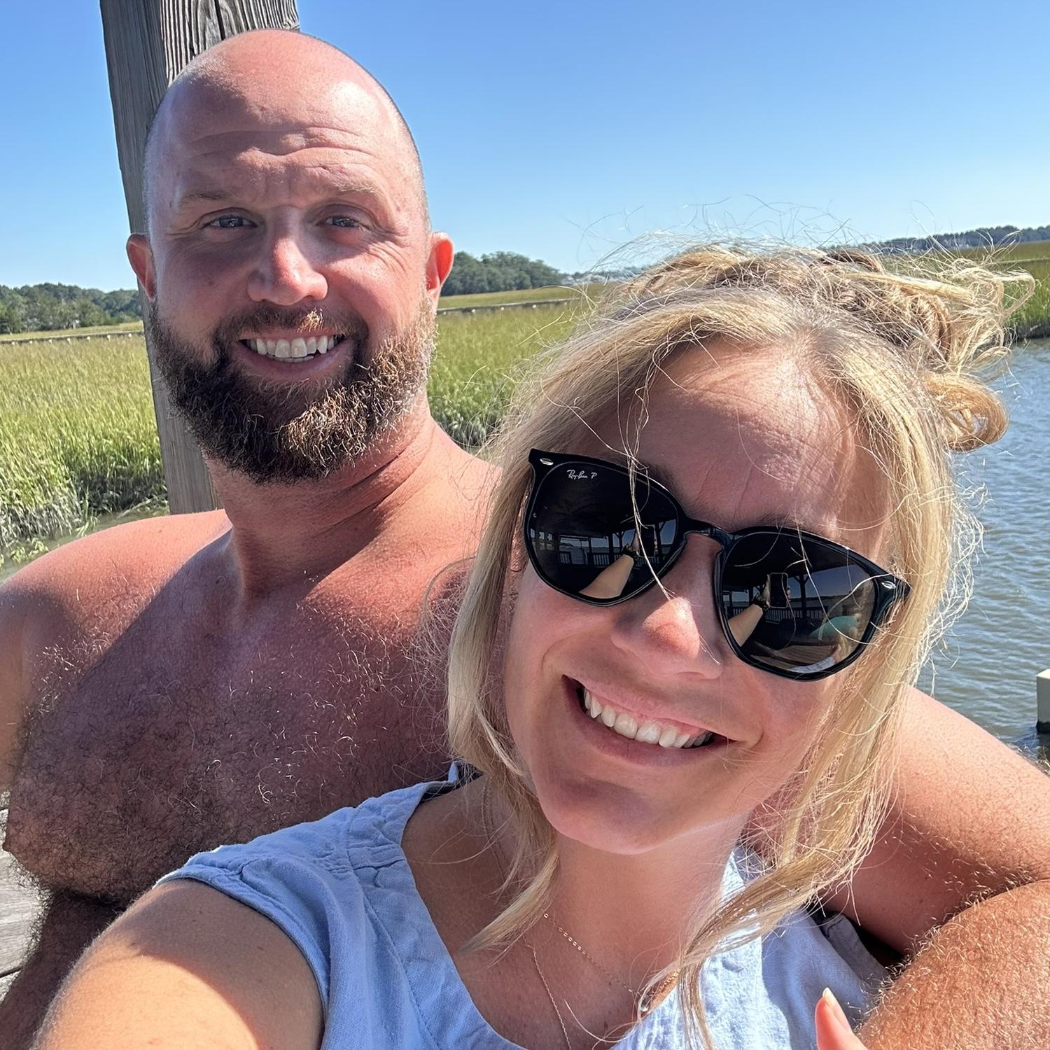 Sitting on the dock at Pumpkin Island.