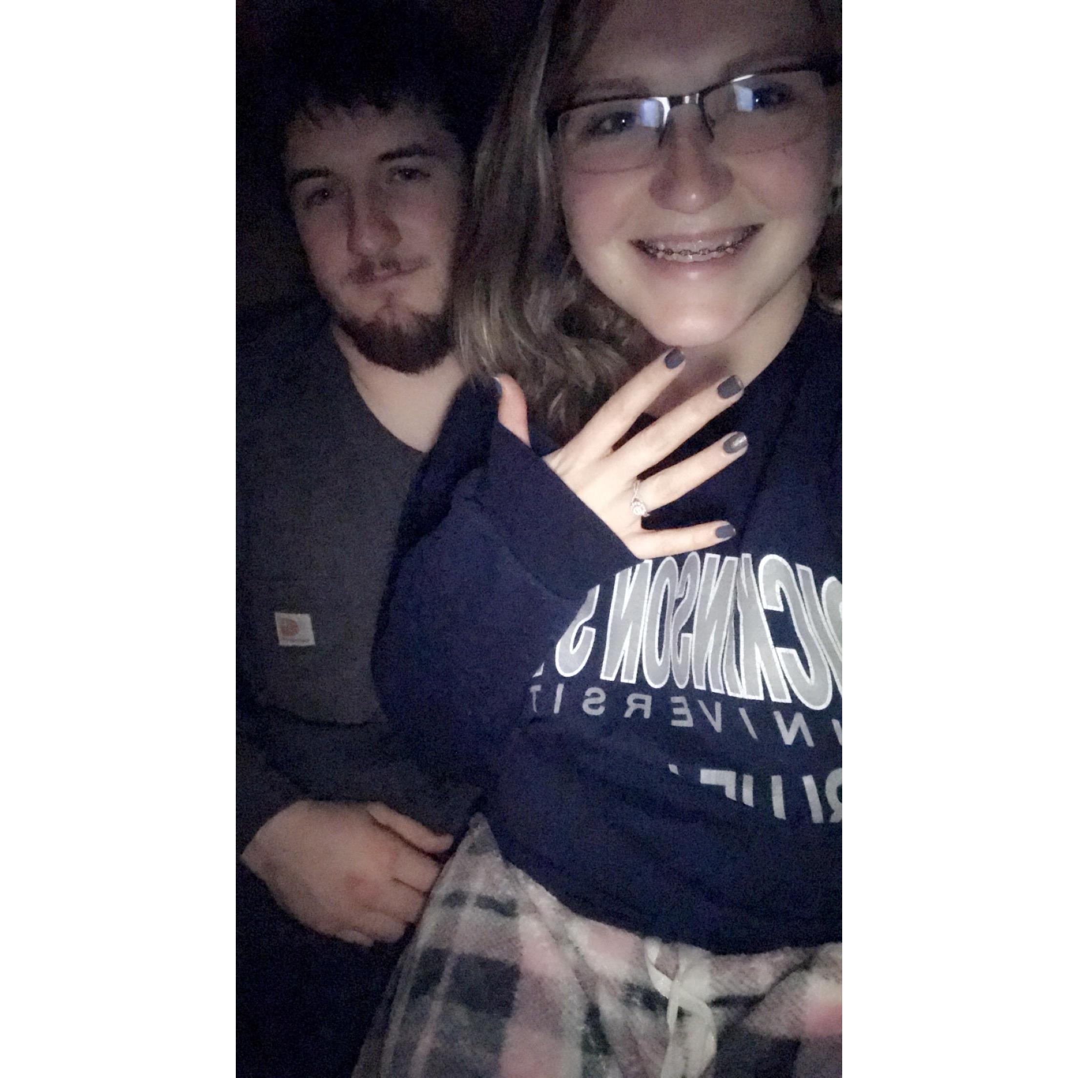 Our first picture as an engaged couple in December 2019