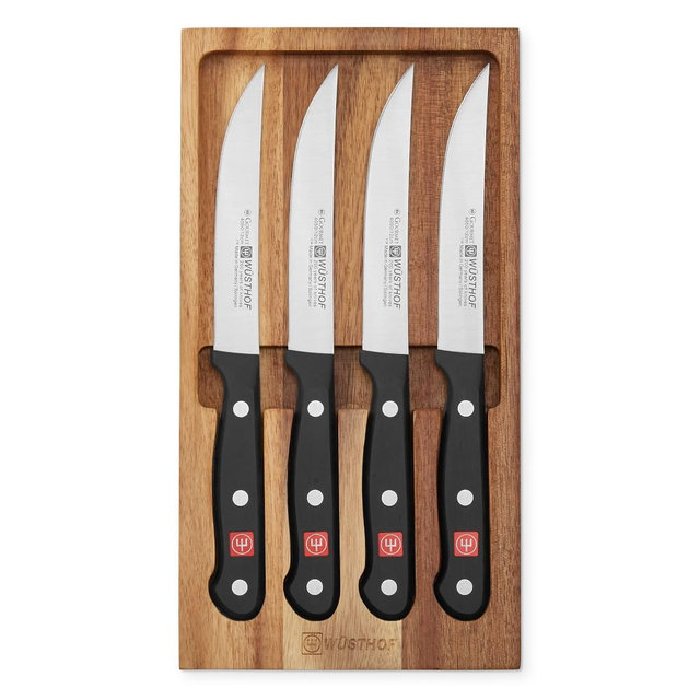 Wusthof Gourmet 4-Piece Steak Knife Set in Acacia Tray