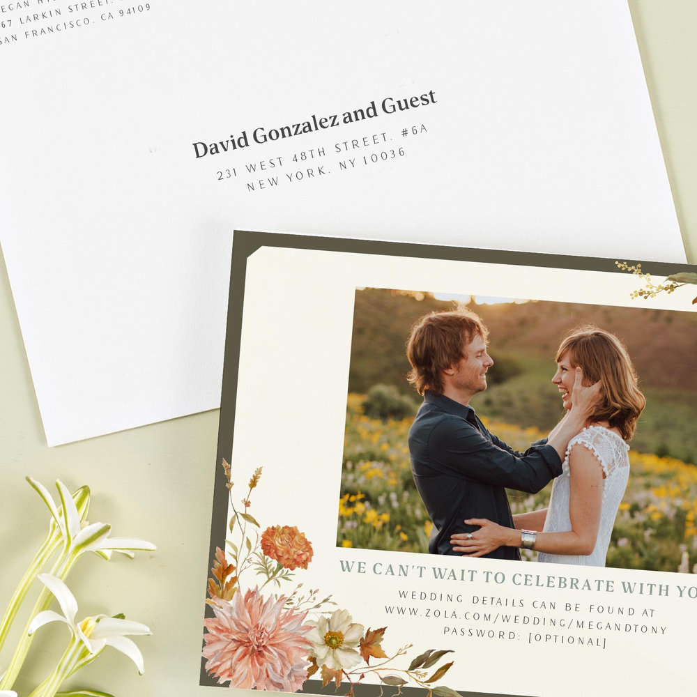 Lysete Landscape | Dark Khaki | Zola Wedding Invitations