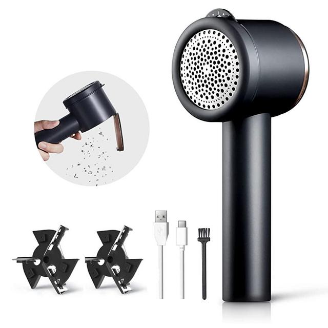 Fabric Shaver Rechargeable Lint Remover, ZHIBAI Sweater Shaver with 5-Gears and 3-Blades, USB Electric Lint Shaver Remove Pills, Fuzz, Lint for Couch, Clothes, Furniture, Bedding, Silver