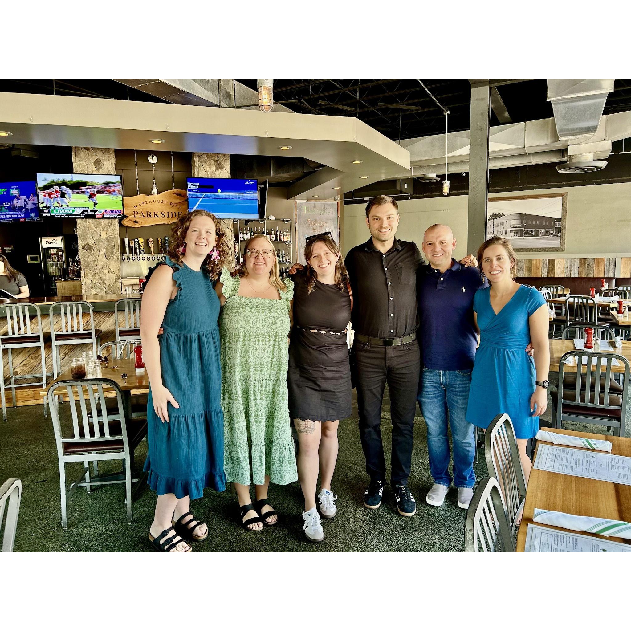 The Raleigh crew! This was taken after we finished lunch (cheese burgers) after getting hitched at the courthouse!