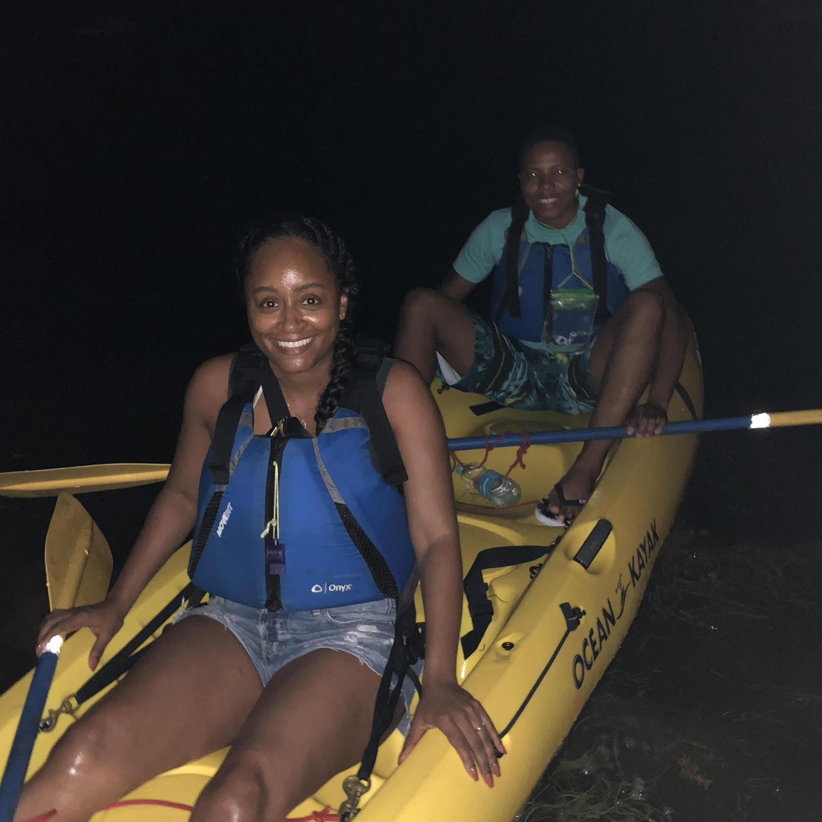 Trying to be adventurous in Puerto Rico. 
Night Kayaking.