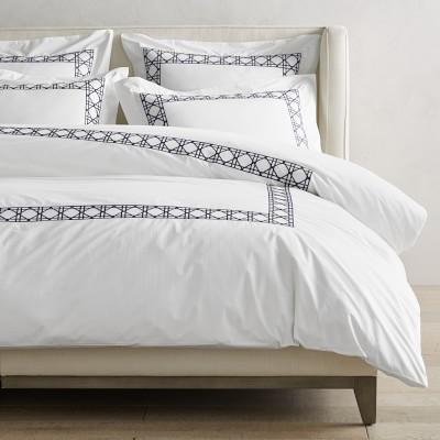 Chambers® Cane Embroidery Duvet Cover, Full/Queen, Navy