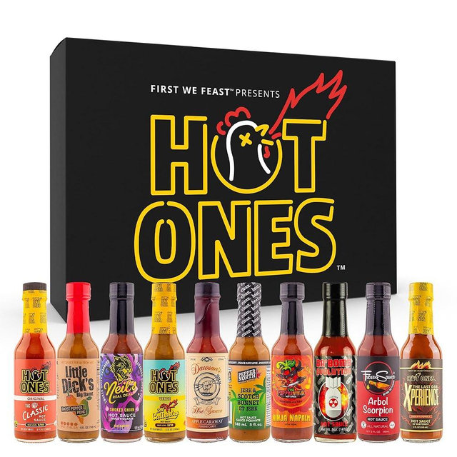 Hot Ones Hot Sauce Challenge Set - Season 25 Hot Sauce Variety Pack Made with Natural Ingredients - Unique Small Batch Sampler Gift Sets- 5 fl oz Bottles (10-Pack)