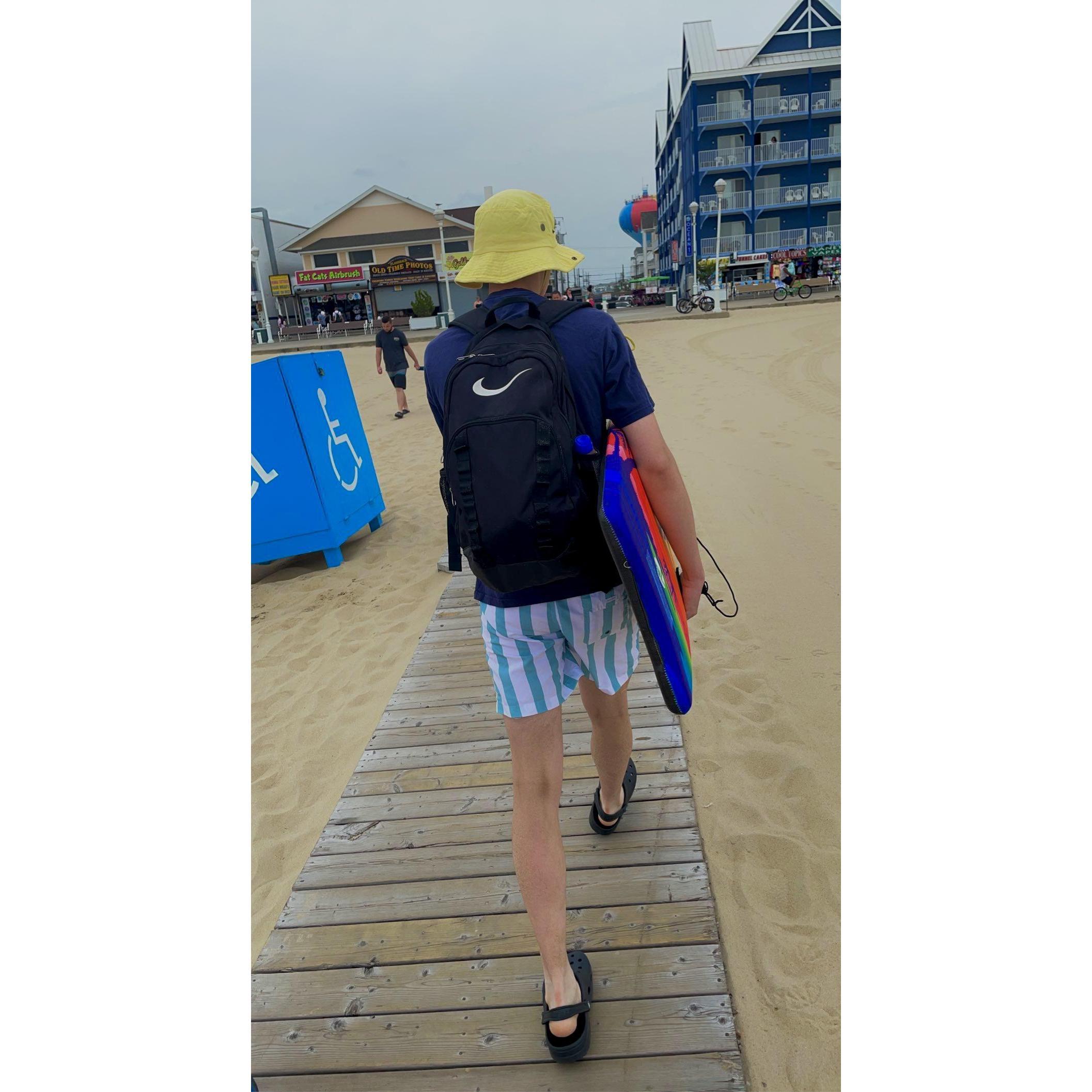 Our first Vacation together! He was not the biggest fan of the beach!