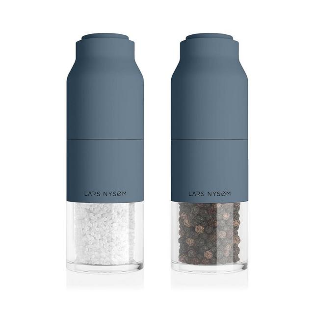 LARS NYSØM Stainless Steel Salt and Pepper Mill Set with Adjustable Ceramic Grinder I Manual Spice Mill Set (Blue Stone)