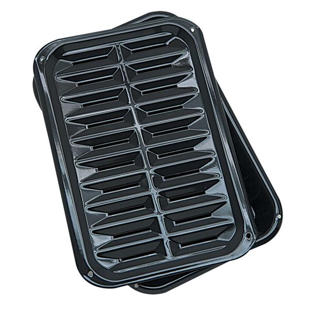 Range Kleen® Heavy-Duty Porcelain Full Size Broiler & Bake Pans in Black (Set of 2)