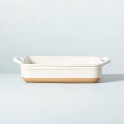 3qt Square Stoneware Baking Dish with Handles Cream/Clay - Hearth & Hand™ with Magnolia
