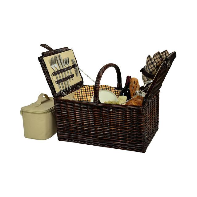 Picnic at Ascot Buckingham Willow Picnic Basket with Service for 4