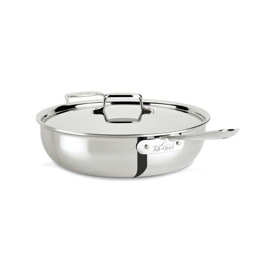 D5 Stainless Polished 5-ply Bonded Cookware, Essential Pan with lid, 6 quart