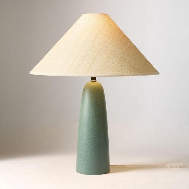 Louis Table Lamp, 23in, Green/Raffia Shade