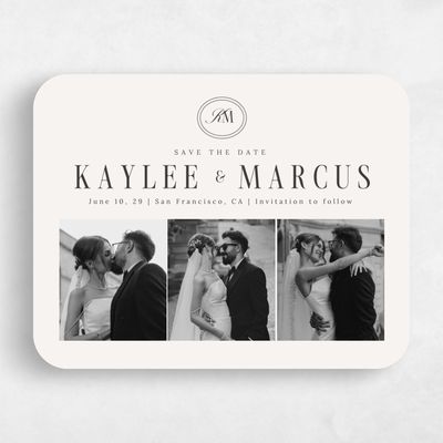Beige Rounded Wedding Save the Date - Mahogany Multiphoto