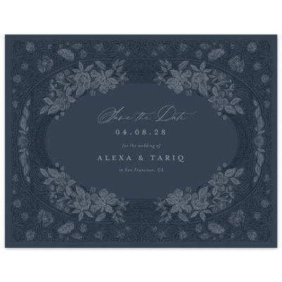Grayed Navy, Blue Wedding Digital Save the Date - Siena Landscape