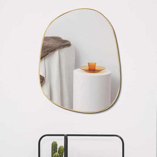 ELEHUME Asymmetrical Mirror for Wall Decor 21"*27", Modern Gold Framed Wall Mirror for Living Room Bathroom Bedroom Entryway ELE-STOU-0065Gold