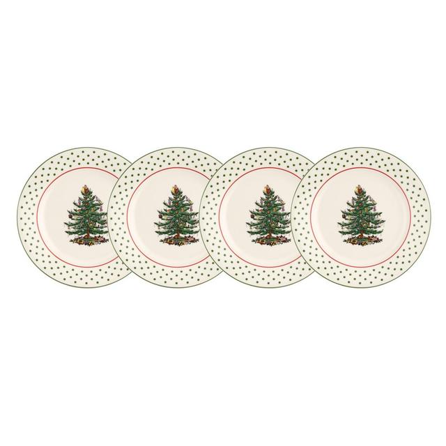 Spode® Christmas Tree Polka Dots Dessert Plates in Green (Set of 4)