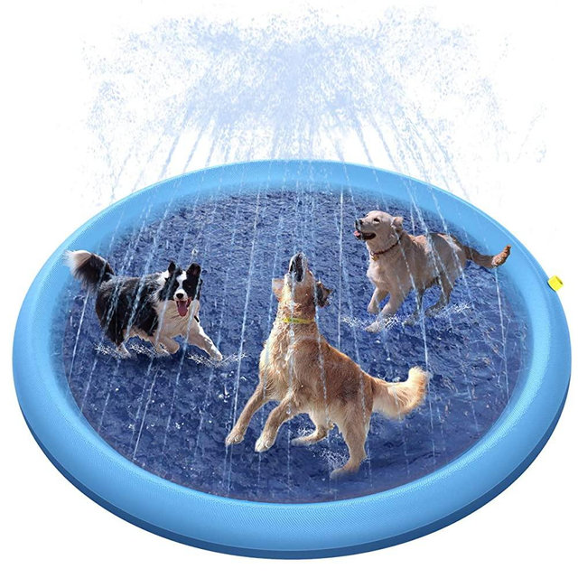 Peteast Splash Sprinkler Pad for Dogs Kids, Dog Bath Pool 51in/59in/67in Thickened Durable Bathing Tub Pet Summer Outdoor Water Toys