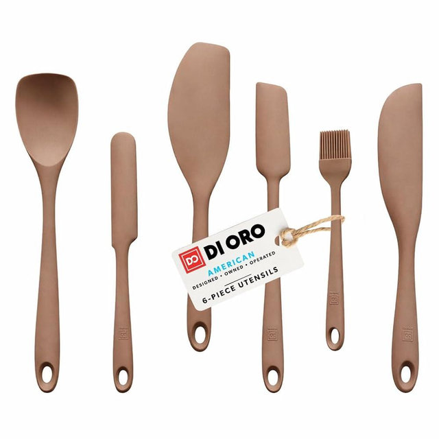 DI ORO 6-Piece Silicone Spatula Set - Rubber Kitchen Utensils for Baking, Cooking & Mixing - Heat-Resistant 600°F BPA Free Spatulas for Nonstick Cookware - Dishwasher Safe (Cinnamon)