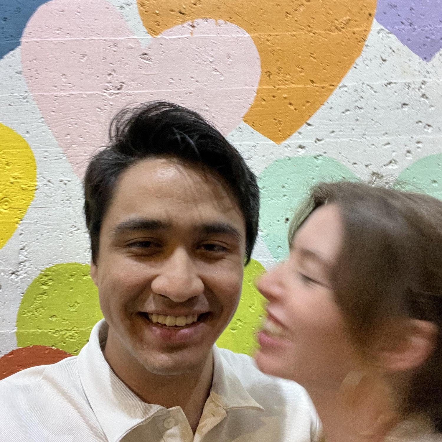 A selfie taken after one of our frequent walks to Jenni's ice cream.