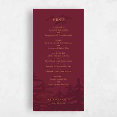 Maroon, Red Wedding Menu - Camden