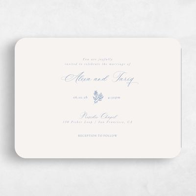 Blue Rounded Wedding Invitation - Leif Landscape