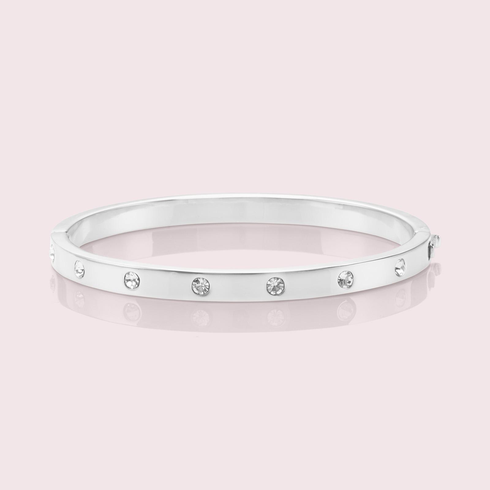 Kate Spade Set in Stone Hinged Bangle - Clear/Silver