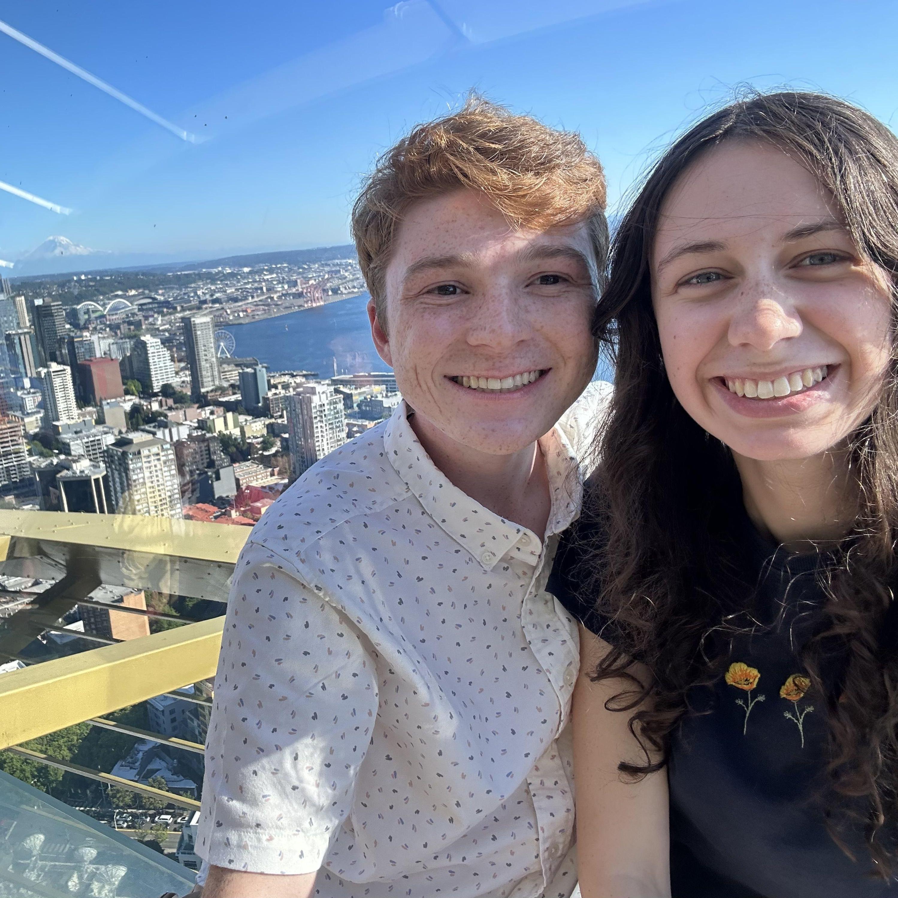 Gavin and Anne at the Space Needle in summer of 2023