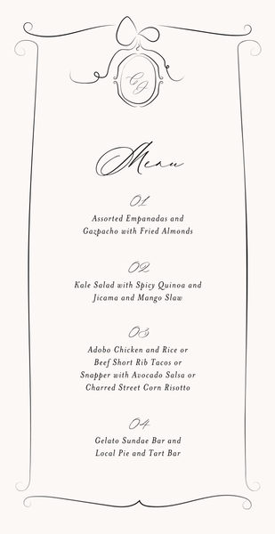 Lucille | Beige | Zola Wedding Menus