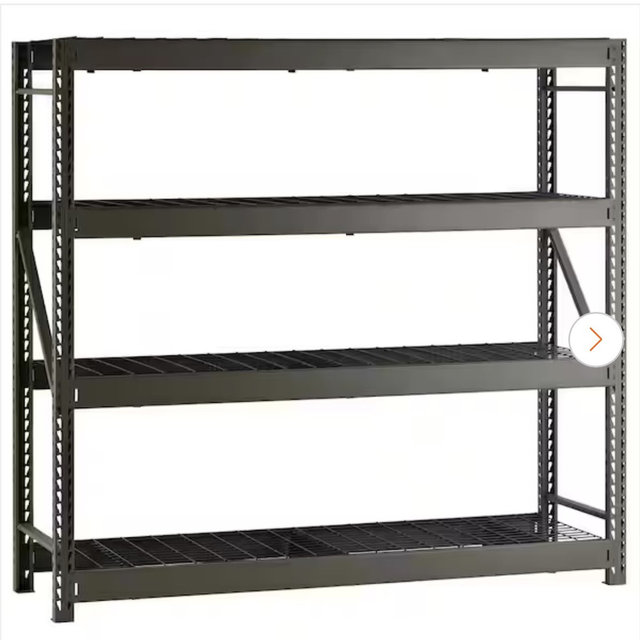 Husky 4-Shelf Metal Industrial Duty Freestanding Garage Storage Shelving Unit in Army Green (77 in. W x 72 in. H x 24 in. D) N2W772472W4AG